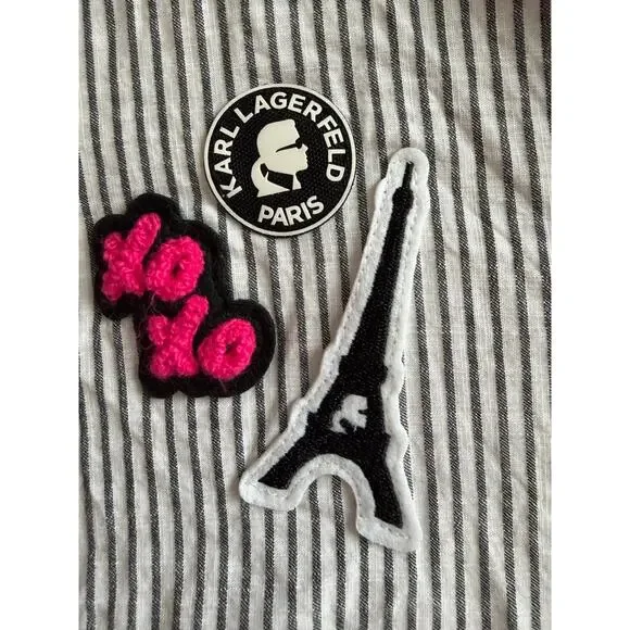 Karl Lagerfeld Paris limited Edition Striped Statement button down boho Sz L - Picture 5 of 8